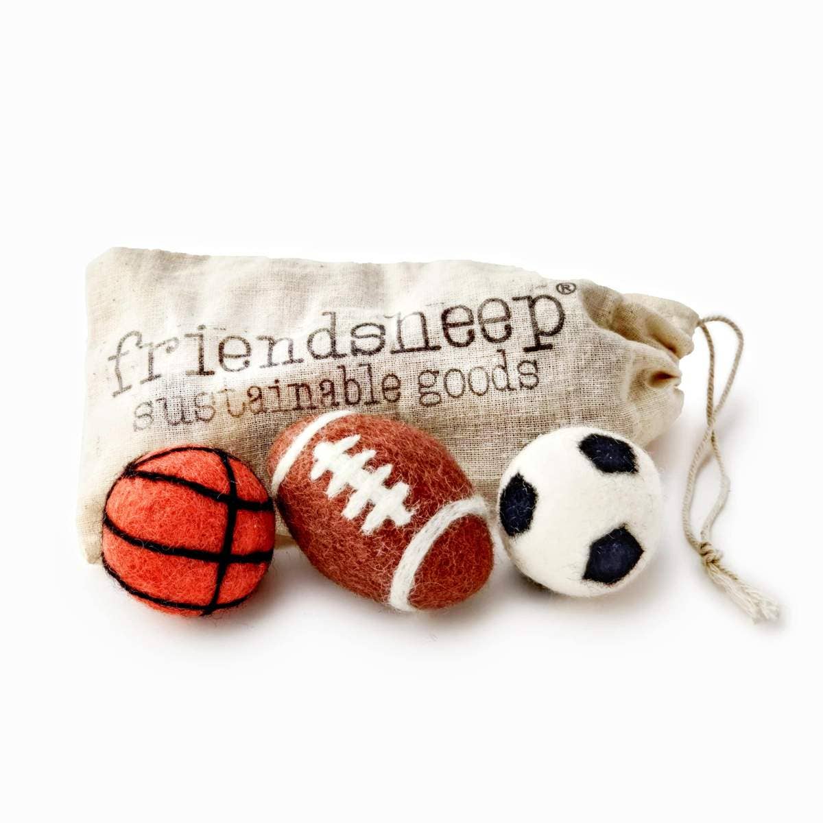 Sporty Felt Wool Eco Pet Toys / Fresheners - Set of 3