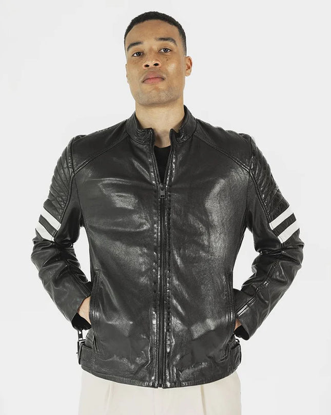 Peter RF Leather Jacket, Black