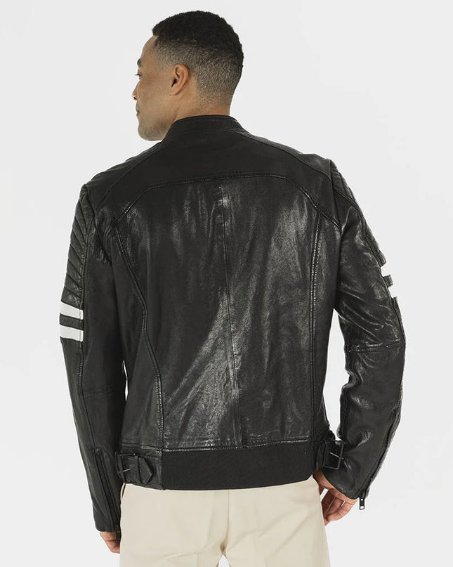 Peter RF Leather Jacket, Black