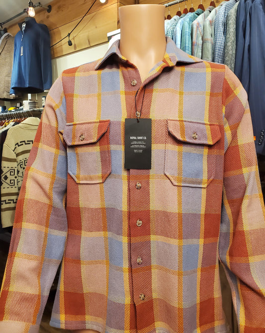 Royal 1968 Men's long sleeve novelty twill plaid button down. Cut and sewn in Canada. Available at Rustic Chic Boutique Mackinac Island, Michigan.