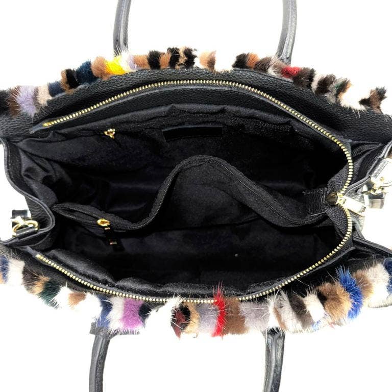 Mink Fur Leather Tote Bag for Women for Christmas Gift: Multicolour