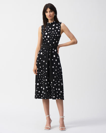 Silky Knit Dot Print Fit And Flare Dress