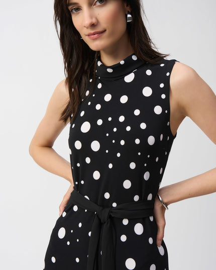 Silky Knit Dot Print Fit And Flare Dress
