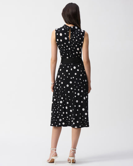 Silky Knit Dot Print Fit And Flare Dress