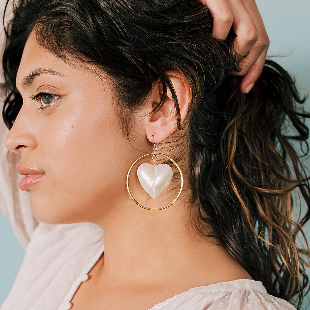 Pearl Heart Earrings