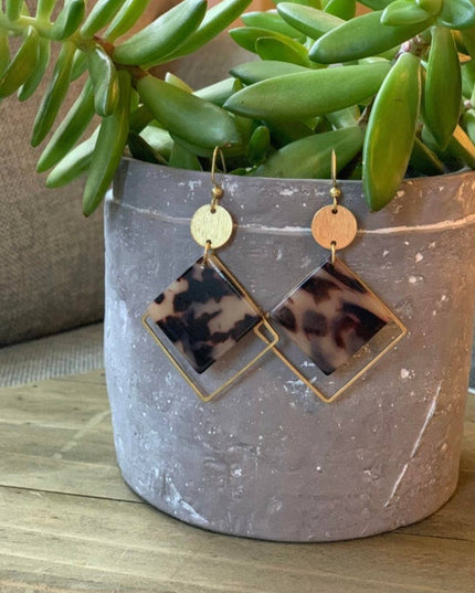 Tortoiseshell Diamond Dangle (Small): Blonde Tortoiseshell