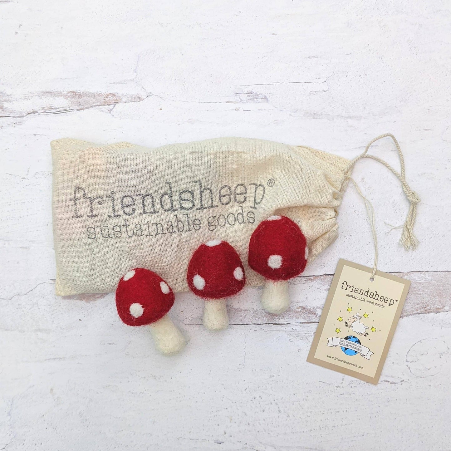 Red Amanita Mushrooms Eco Toys/Fresheners - Set of 3: With Bag