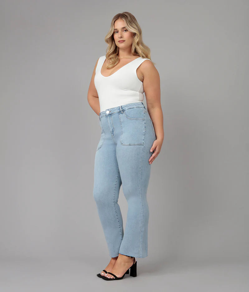 Billie High Rise Bootcut Jeans 28" Inseam Dusty Sky