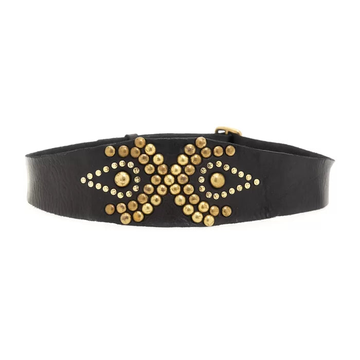"Glam" Belt in black leather with studs