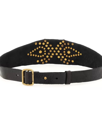 "Glam" Belt in black leather with studs