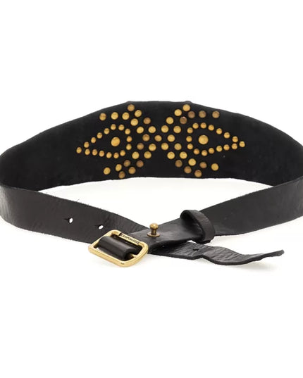 "Glam" Belt in black leather with studs