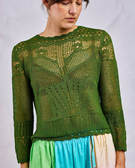 Palm Pointelle Lace Sweater