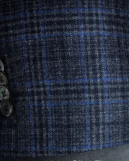 Charcoal Flannel w/ Blue Soft Shoulder Slim Fit Sportcoat