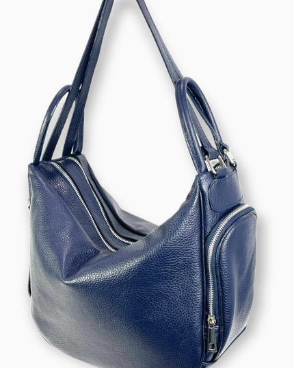 Genuine Leather Hobo Bag Convertible into Backpack