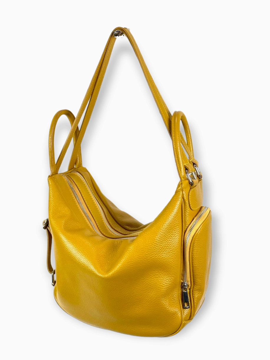 Genuine Leather Hobo Bag Convertible into Backpack