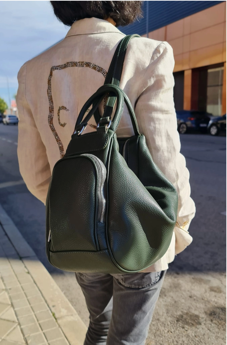 Genuine Leather Hobo Bag Convertible into Backpack