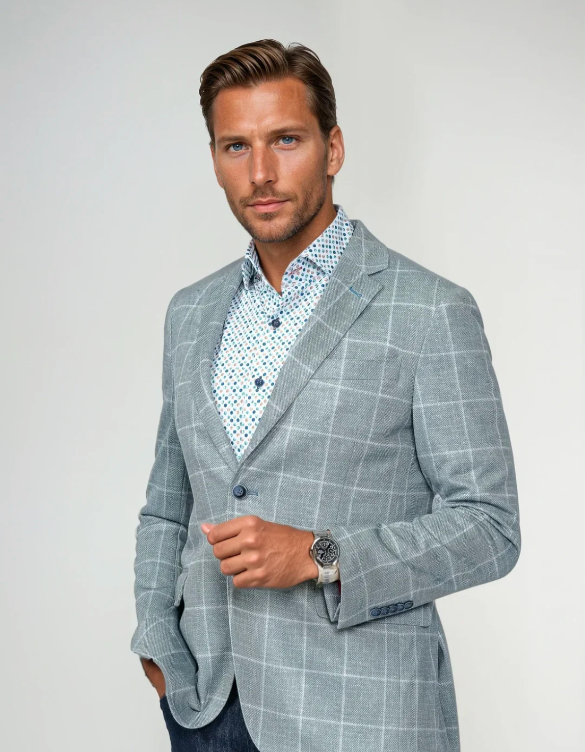 Portland Windowpane Stretch Blazer