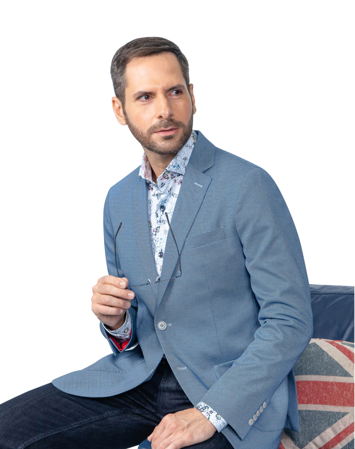 Yale Blue HoundstoothStretch Blazer