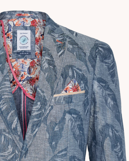 Blue Linen Leaf Blazer