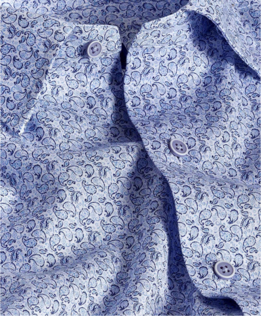 White & Sky Paisley Print Sport Shirt