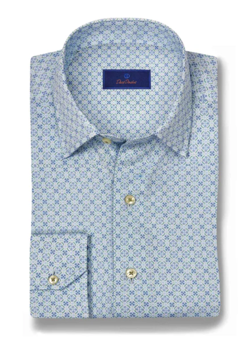 Sky & Grass Geometric Print Sport Shirt
