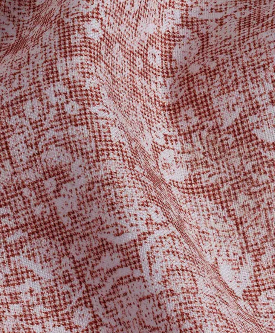 Red Linen Floral Print Sport Shirt