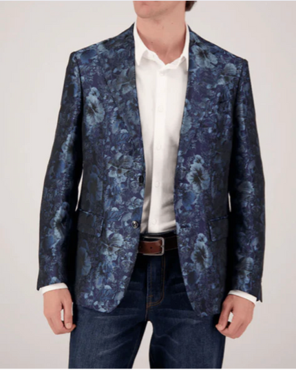 Metallic Blue Floral Summer Blazer