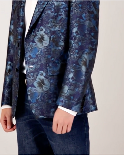 Metallic Blue Floral Summer Blazer