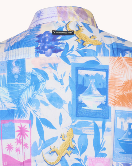 Casual S/S Post Card Collage Button Down