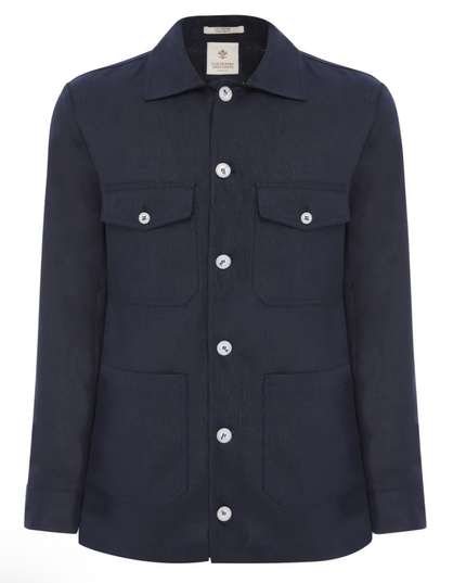 Navy Safari Jacket with 4 Pockets