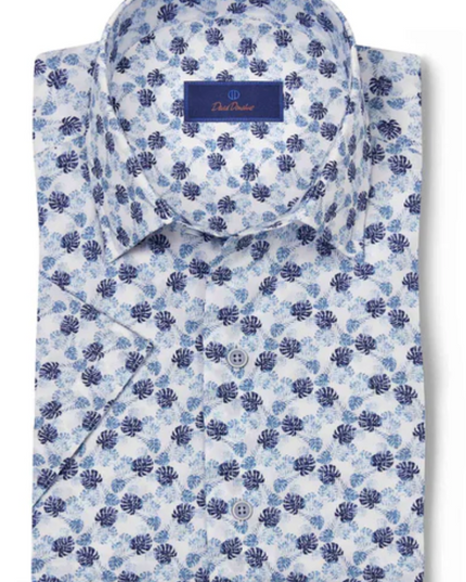 White & Blue Tropical Print