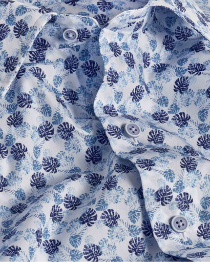 White & Blue Tropical Print