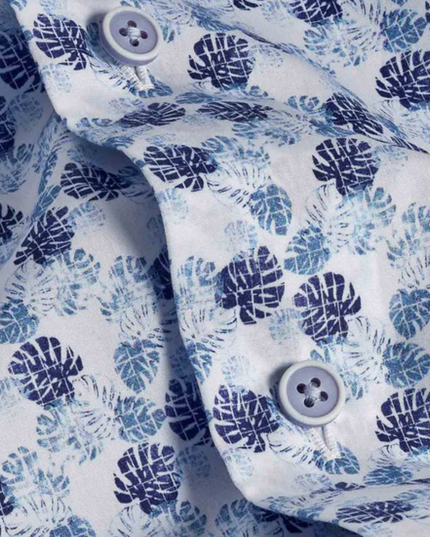 White & Blue Tropical Print