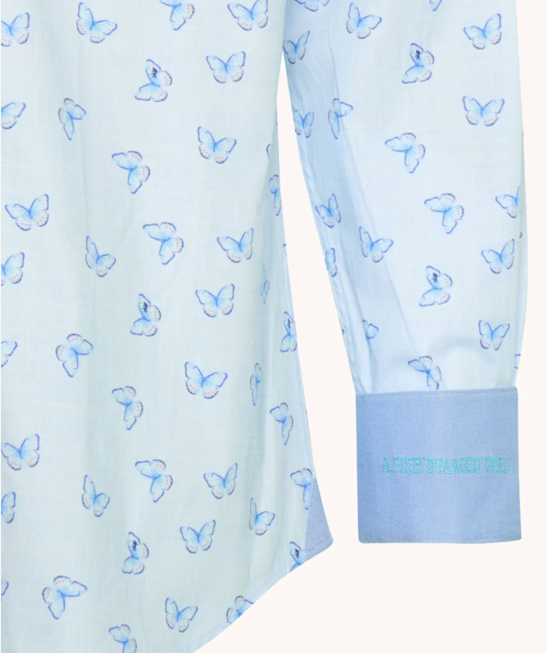 Light Blue Butterfly LS Button Down