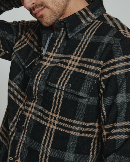 Genereations 4-way Stretch Soft Knit Plaid Shirt - Onyx