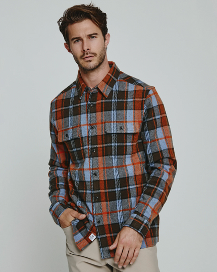 Genereations 4-way Stretch Soft Knit Plaid Shirt - Bronze