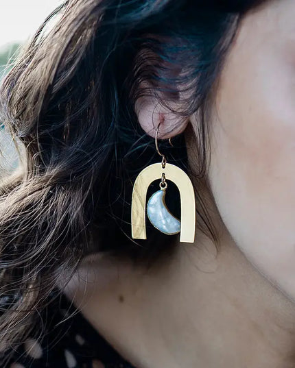 Pearl Moon Arc Earrings