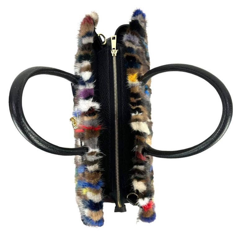 Mink Fur Leather Tote Bag for Women for Christmas Gift: Multicolour