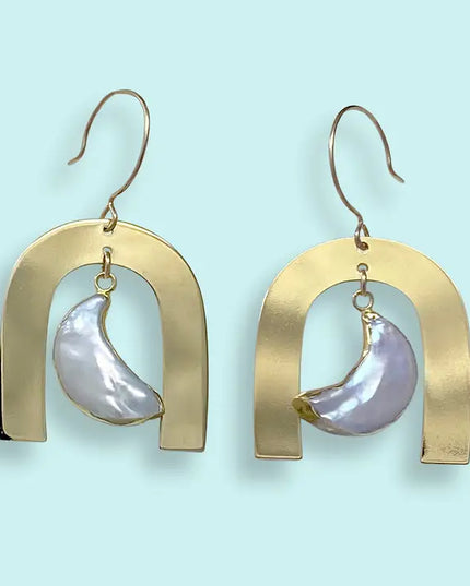 Pearl Moon Arc Earrings