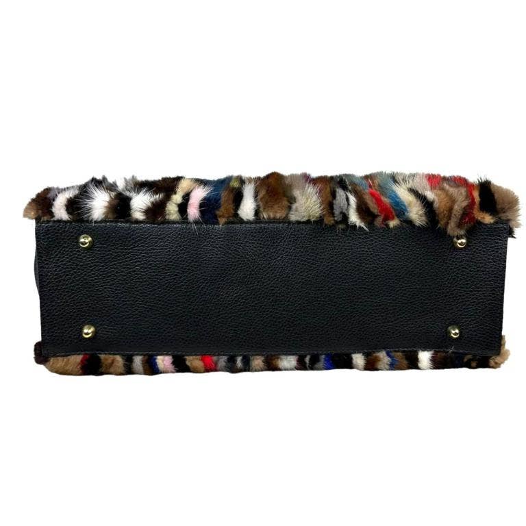 Mink Fur Leather Tote Bag for Women for Christmas Gift: Multicolour