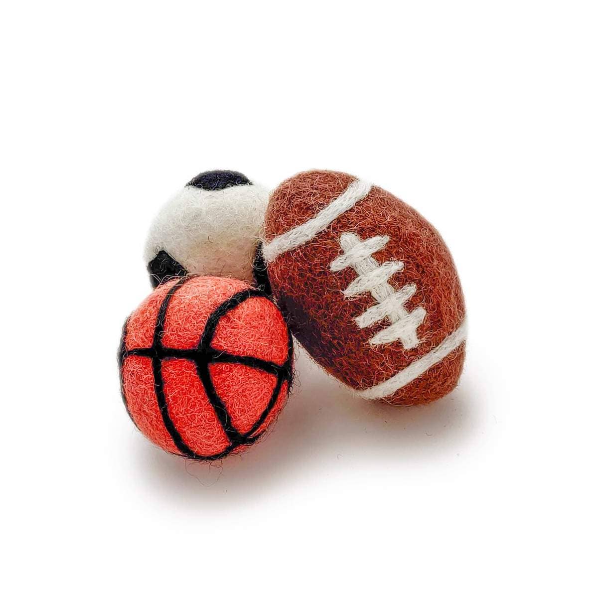 Sporty Felt Wool Eco Pet Toys / Fresheners - Set of 3