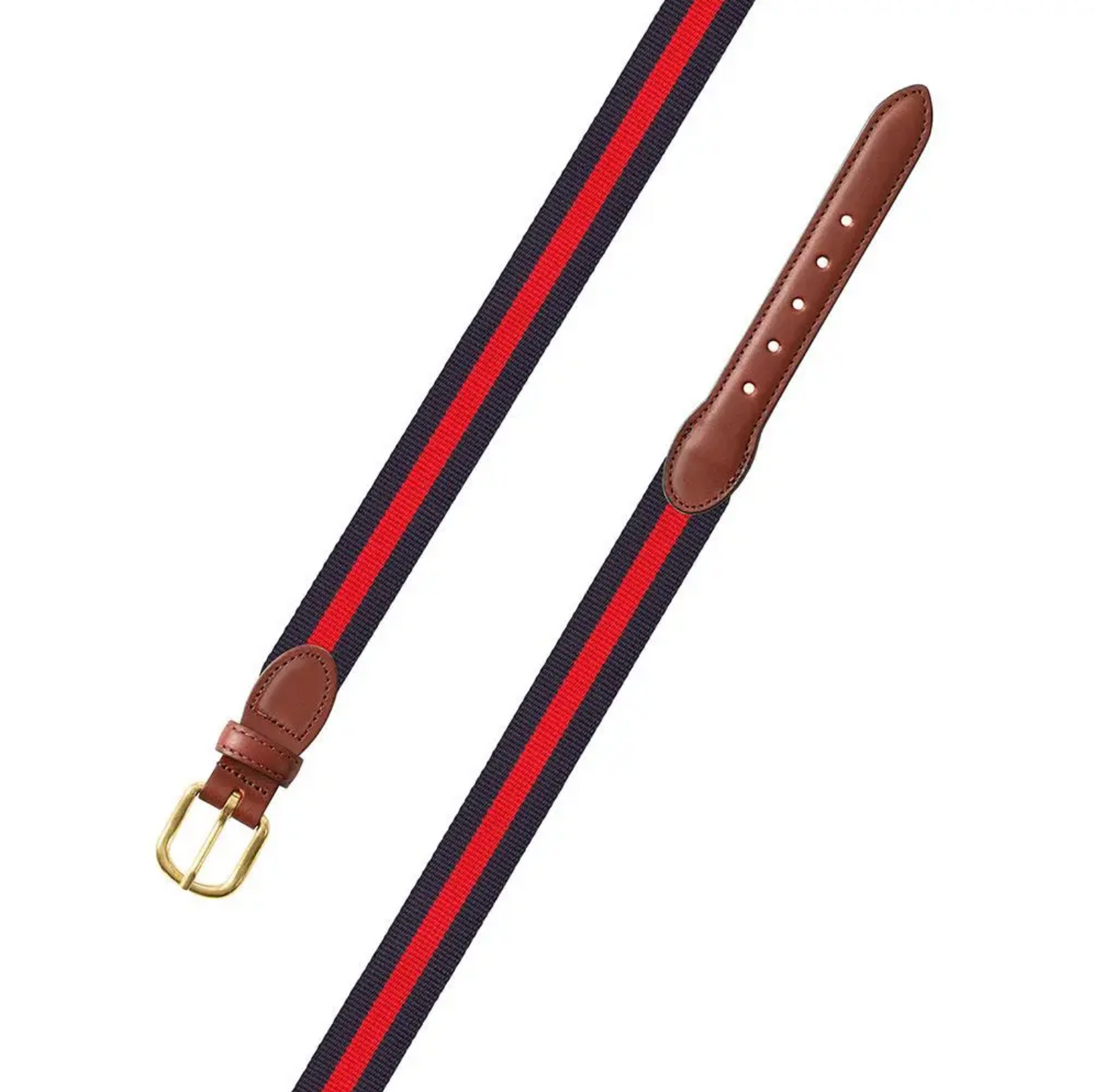Striped Surcingle Leather Tab Belt