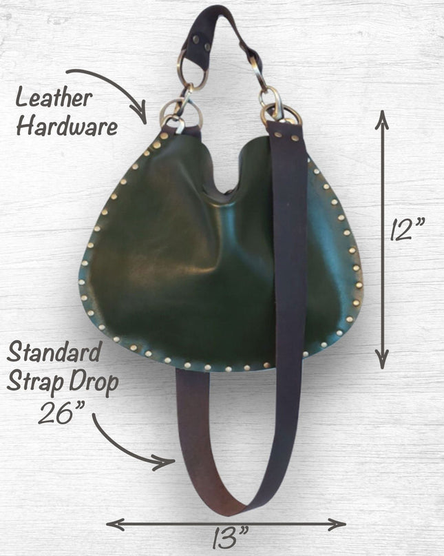 Rebellion Handbags, made in Chicago, IL. Basil green medium crossbody, napa leather, antique brass hardware, available at Rustic Chic Boutique, Mackinac Island Michigan