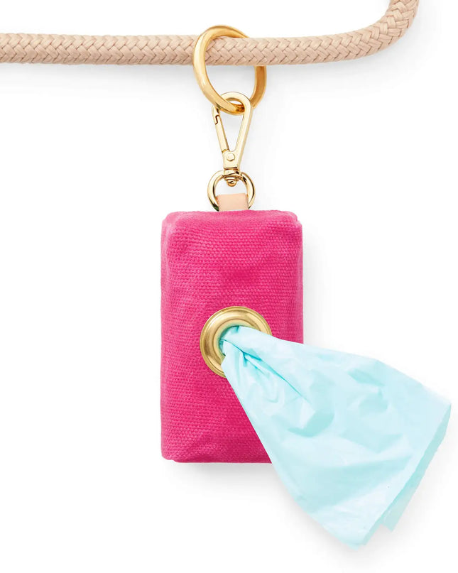Hot Pink Waxed Canvas Poop Bag Dispenser