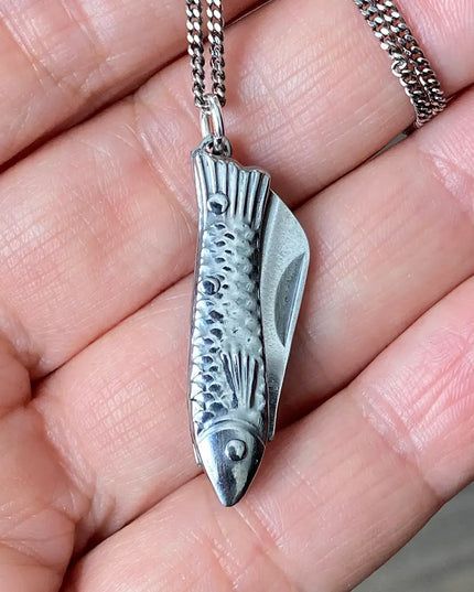 Small Silver Fish Knife Necklace