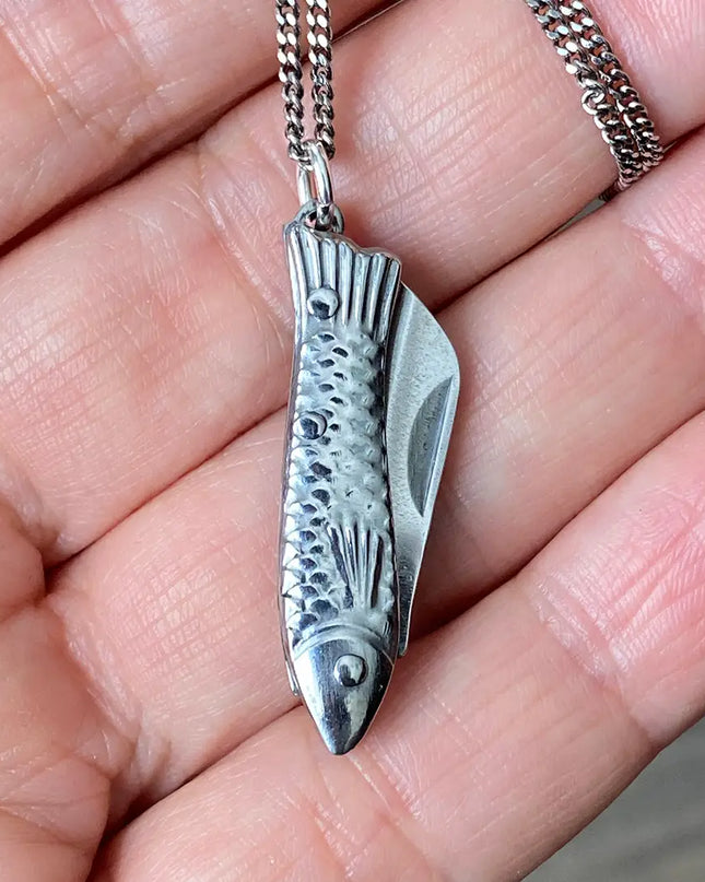 Small Silver Fish Knife Necklace