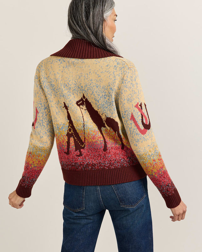 WOMEN'S WESTERN SCENIC COTTON CARDIGAN