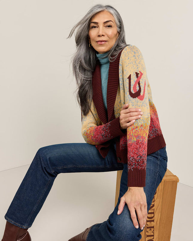 WOMEN'S WESTERN SCENIC COTTON CARDIGAN