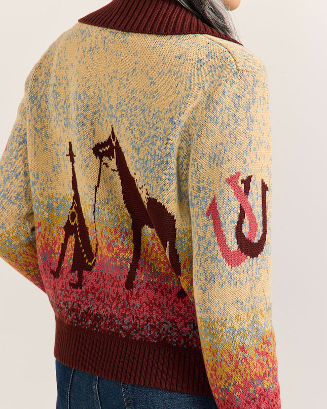 WOMEN'S WESTERN SCENIC COTTON CARDIGAN