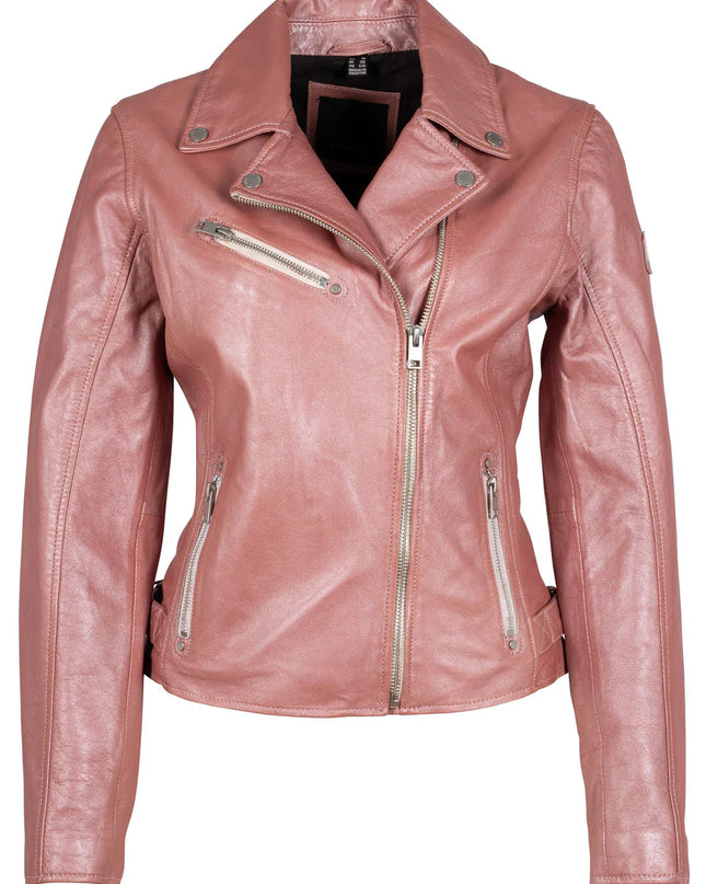 Sofia RF Leather Jacket, Rose Metallic